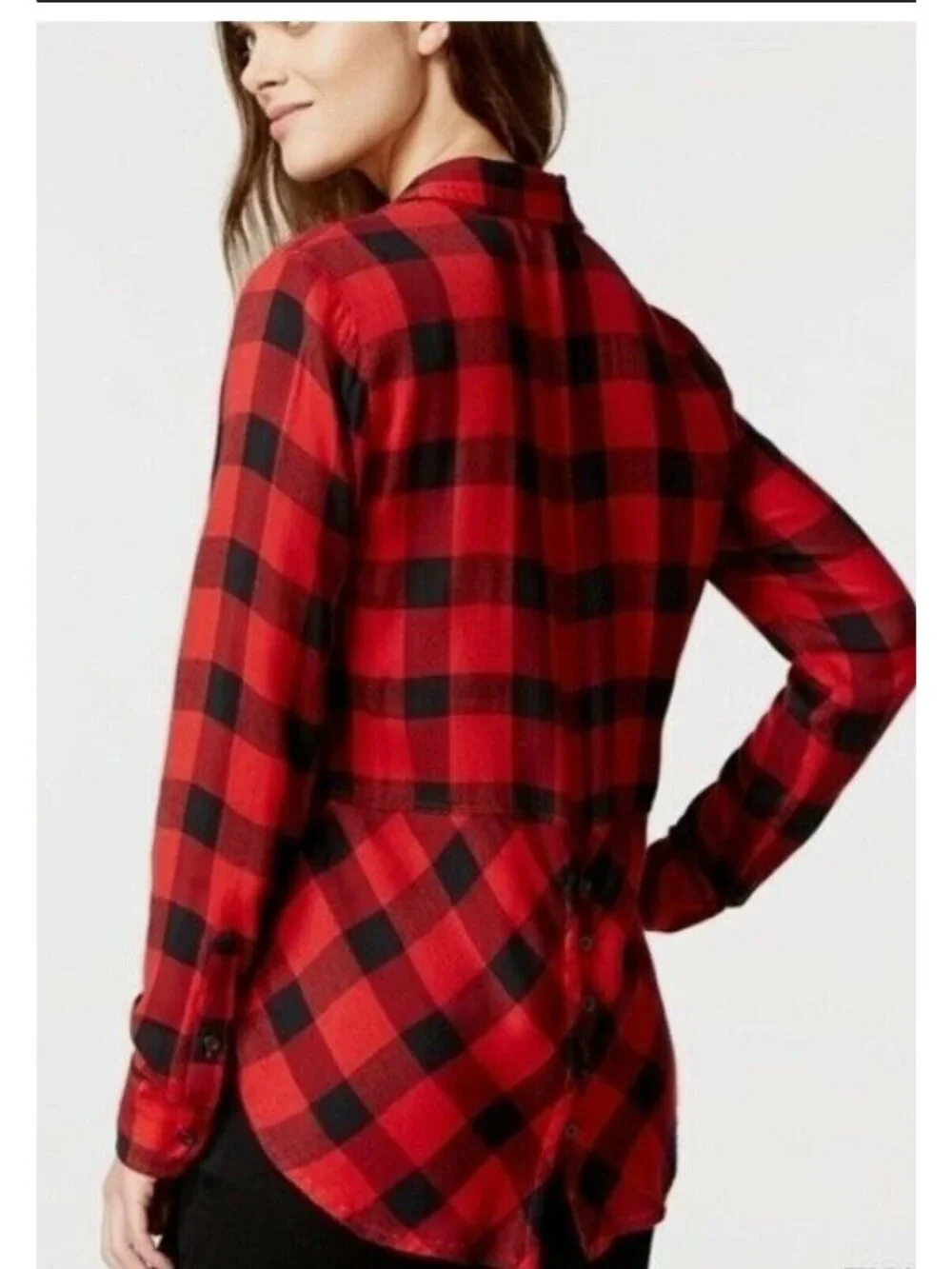 Lucky brand women's blouse top red plaid size medium long sleeve new $79
